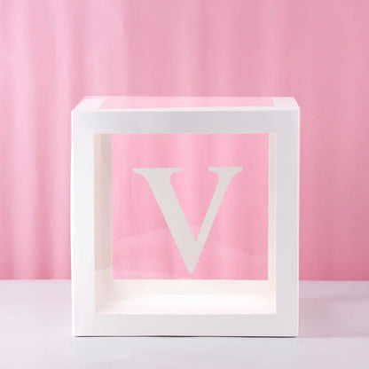 27/25cm Custom Transparent Letter Box A-Z Baby Shower Girl 1st Birthday Party Decoration Kids Wedding Birthday Balloon DIY Box