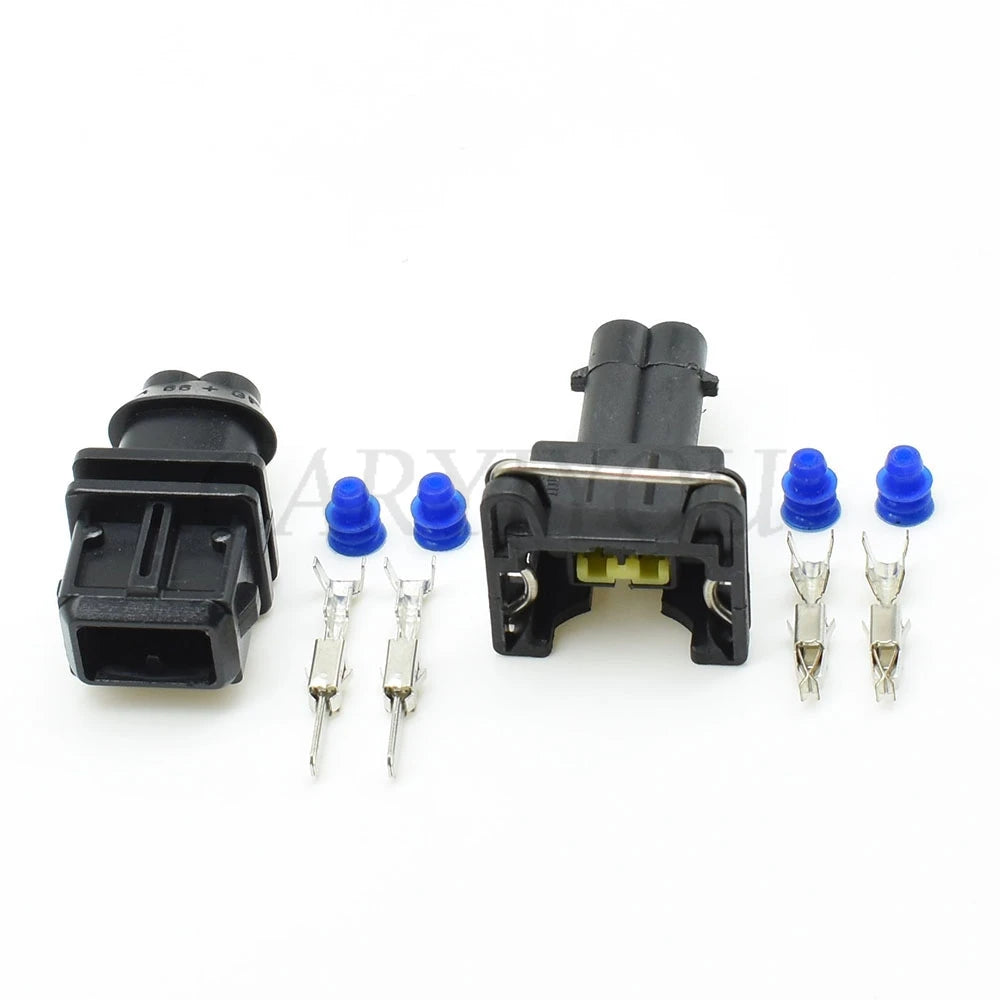 2 Pin Automotive Fuel Injector Connector Male Female Engine Oil Sensor Plug with Terminals