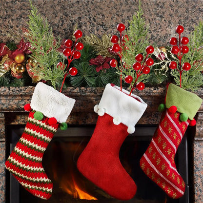 30/1PCS Christmas Decoration Artificial Pine Branches with Holly Berries, Red Berry Branches for Christmas Tree, Wreath, Gift Decoration