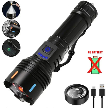 Super Bright LED Flashlight USB Rechargeable Zoom Tactical Torch