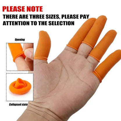 200/10PCS Latex Finger Cots Orange Thumb Caps Anti-static Industry Rubber Fingertips Protector Gloves Non-slip Finger Gloves