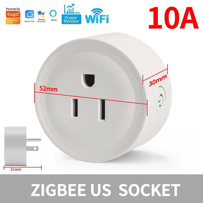 Zigbee Wi‑Fi Smart Plug US Outlet with Energy Monitoring, Works with Alexa/Google Home, Tuya App Control, Timer & Schedule