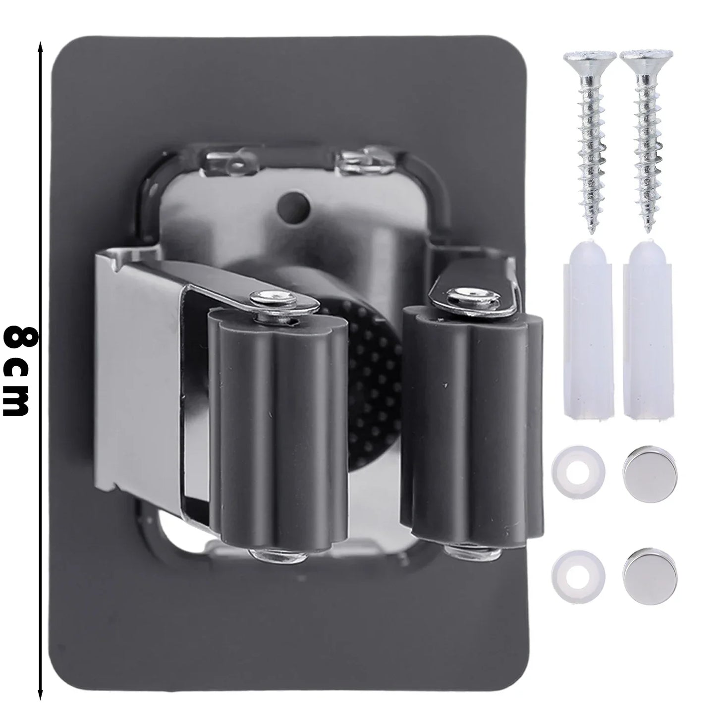 Wall Mounted Mop Holder Multi-Purpose Hook Rack Organizer
