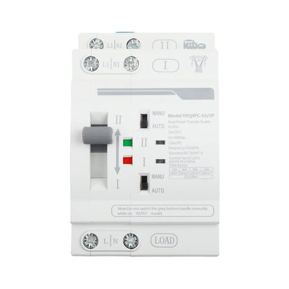 Dual Power Electrical Transfer Switch for ATS 2P 63A 220V Designed for Generator Use to Automatically Manage Power Sources