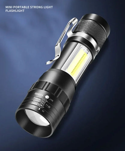 USB Rechargeable Mini Flashlight COB XPE Zoom Torch 3 Mode