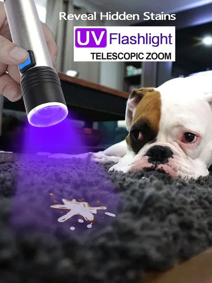 395nm UV Flashlight Blacklight Zoomable USB Rechargeable UV Light