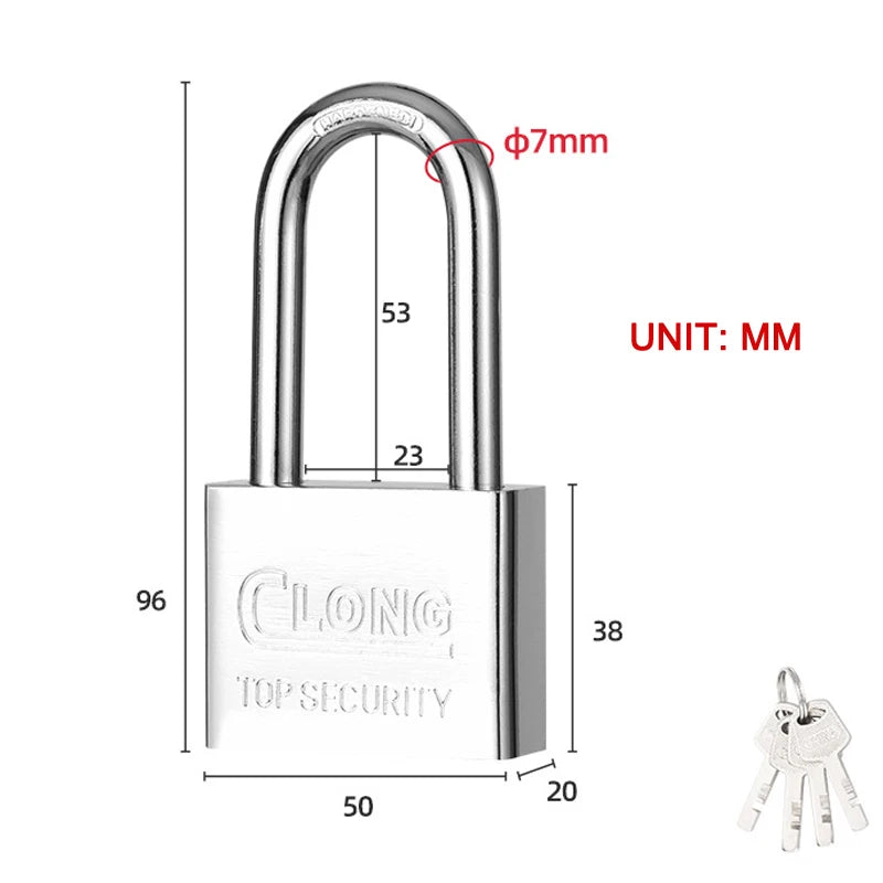 Stainless Steel Waterproof Padlock Same Key Open All Locks