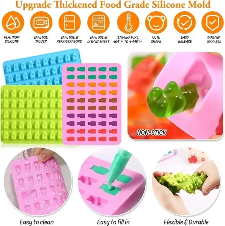 100/50x Candy Silicone Chocolate Mold Baking Supplies DIY Fudge Chocolate Candy Making Molds Gummy Bear Mold With Dropper Pastry