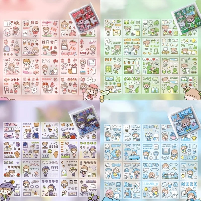 40/80pcs PET Stickers Season Series PET Decorative Stickers DIY Diary Girls Scrapbooking Material Decor Album Stationery Sticker