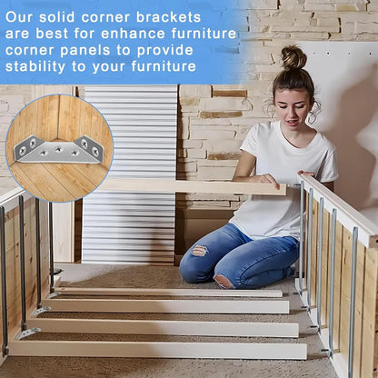 Stainless Steel Corner Brackets with Screws Furniture Corner Connector for Cabinet Angle Support Fixed Metal Brace Fasteners