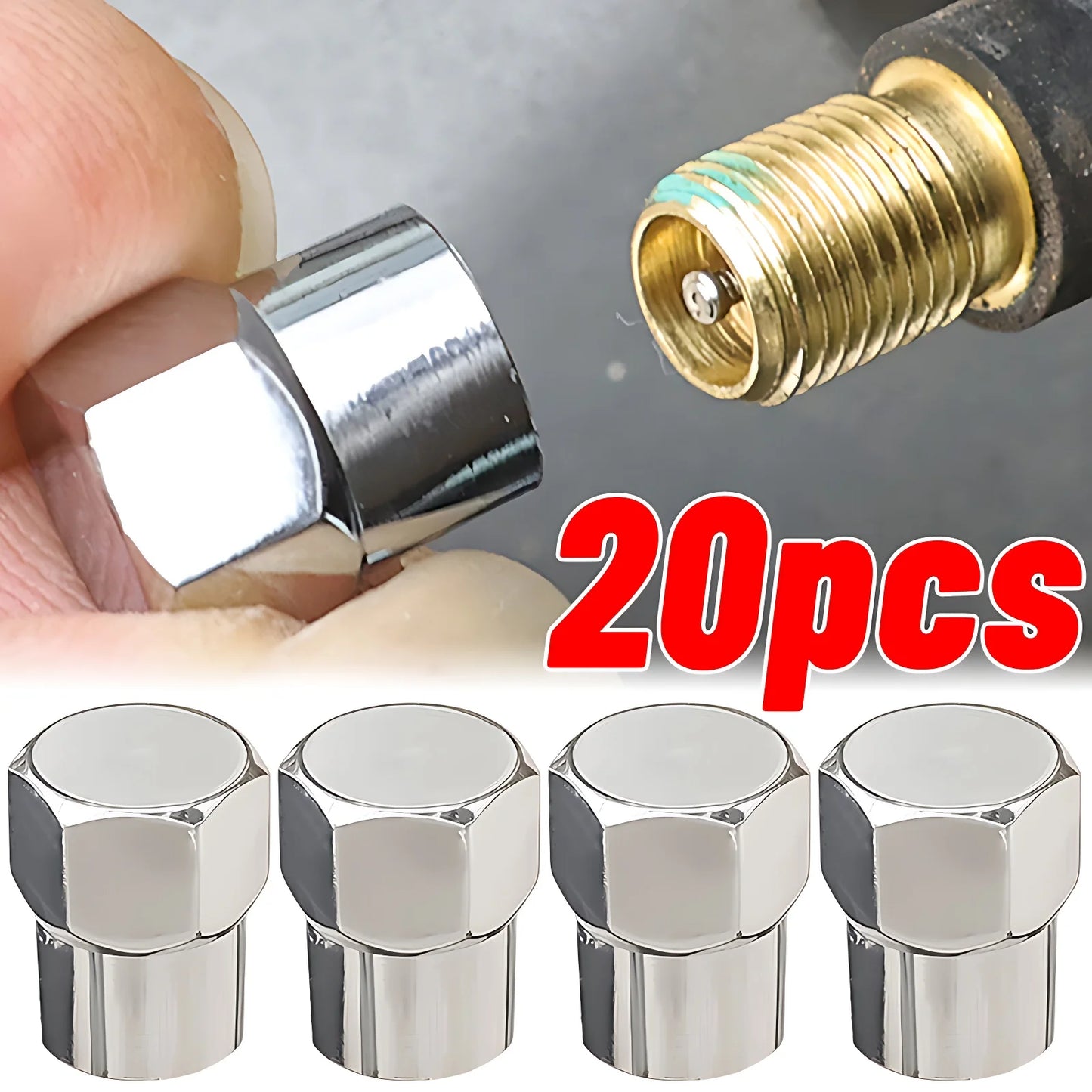 Car Flat Head Valve Caps Universal Chrome Tyre Valve Stem Caps