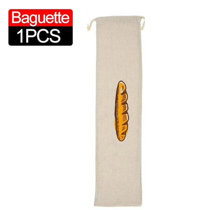 Linen Bread Bags Large Capacity Drawstring Loaf Storage Bags Washable Reusable 3/1Pcs for Pastries Baguette Organizer