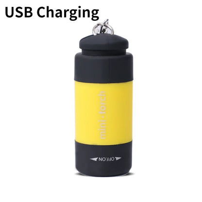 LED Mini Torch Light USB Charging Waterproof Flashlight Outdoor Emergency Lights Keychain Lamp Hiking Camping Portable Lighting
