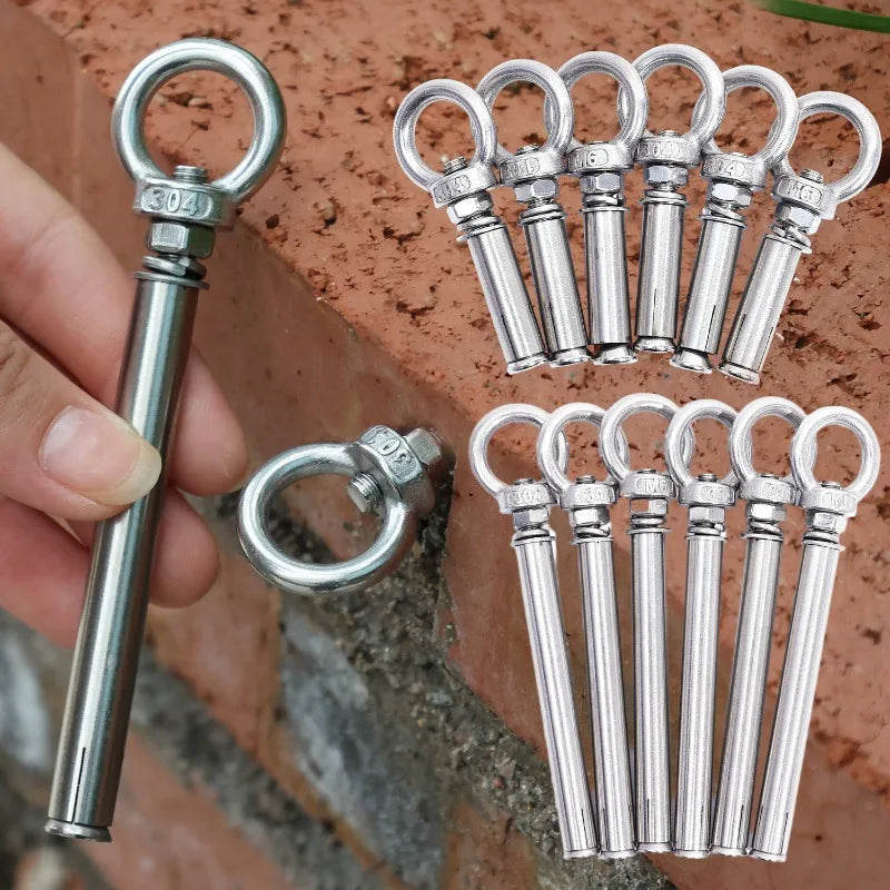Heavy Duty Eyebolt M6 Stainless Steel Anchor Fastener Secure Concrete Lifting Ring Closed Hook Sleeve Wall Nut Hardware Fastener