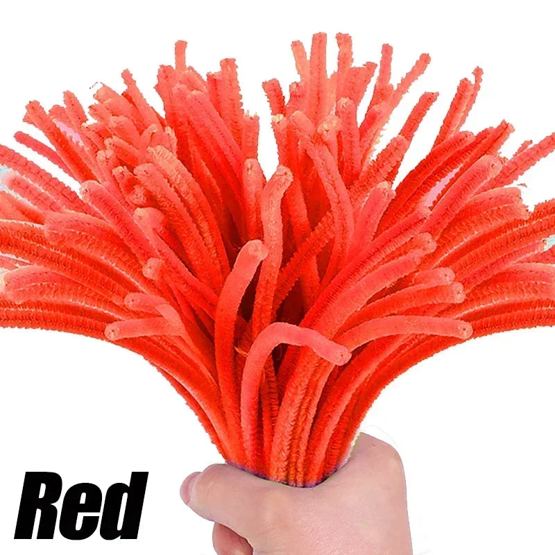 Wholesale Colorful Chenille Stems Pipe Cleaners Plush Tinsel Stem Wired Sticks Twist Stick Hair Strip DIY Craft Educational Toys