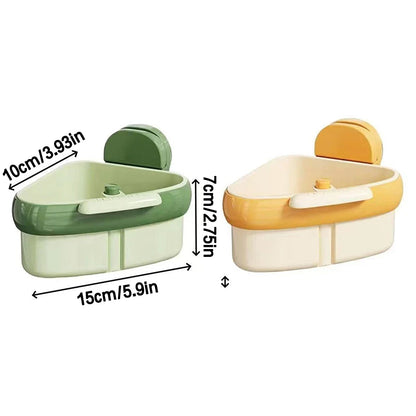 Suction Cup Sink Strainer Basket with Press-to-Dump Auto Dumping + Sponge Storage Rack | Kitchen Drain Organizer