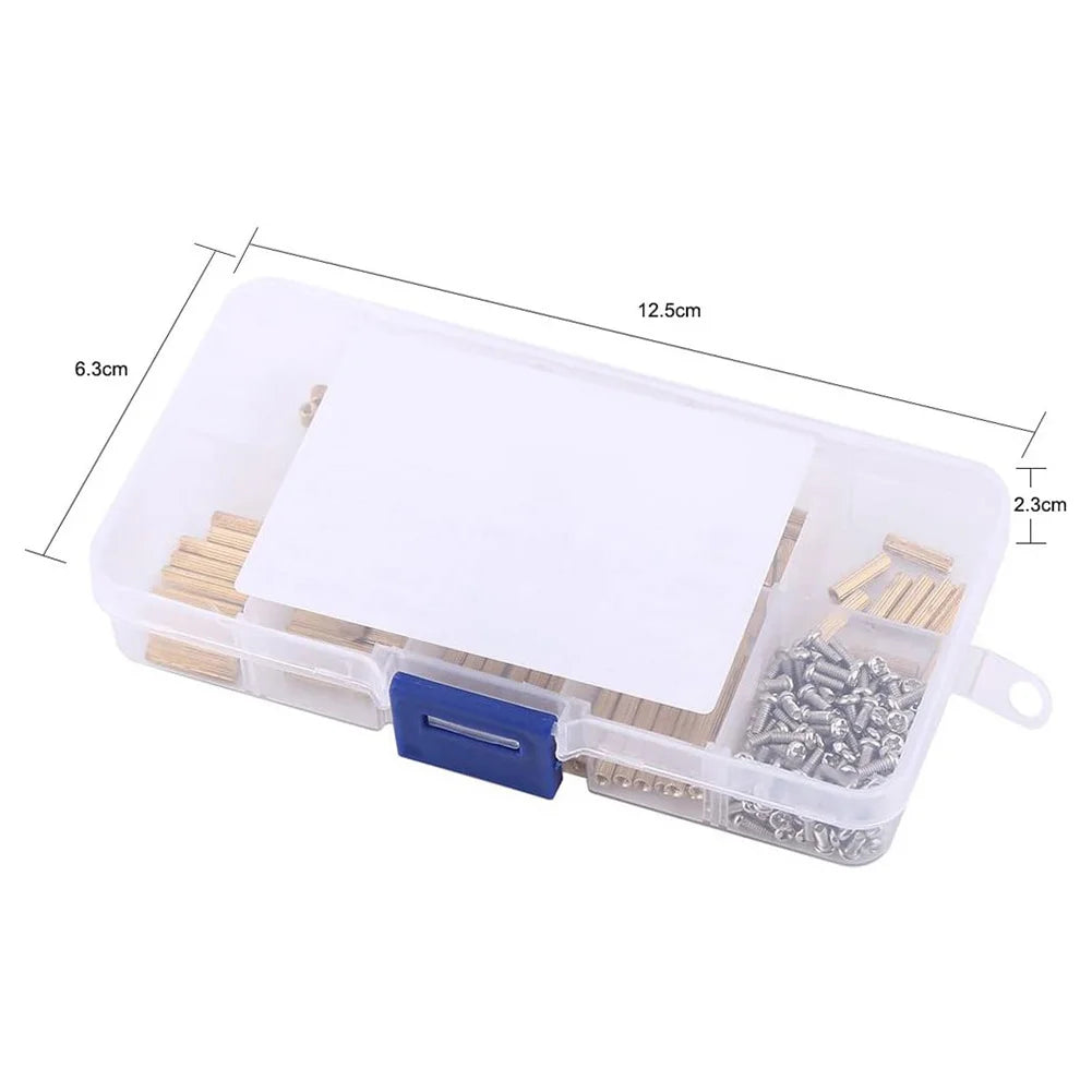 M2 Spacer Assortment Screw &amp; Nut Set 270pcs — Clear Storage Box for Electronics Assembly
