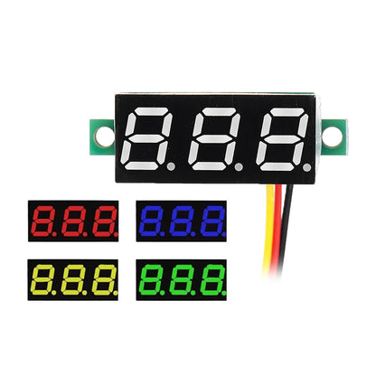 0.28" LED Digital Voltmeter 0¨C100V DC Panel Gauge with Red/Blue/Green/Yellow Display, Mini 3-Wire Voltage Meter for Car and DIY Projects