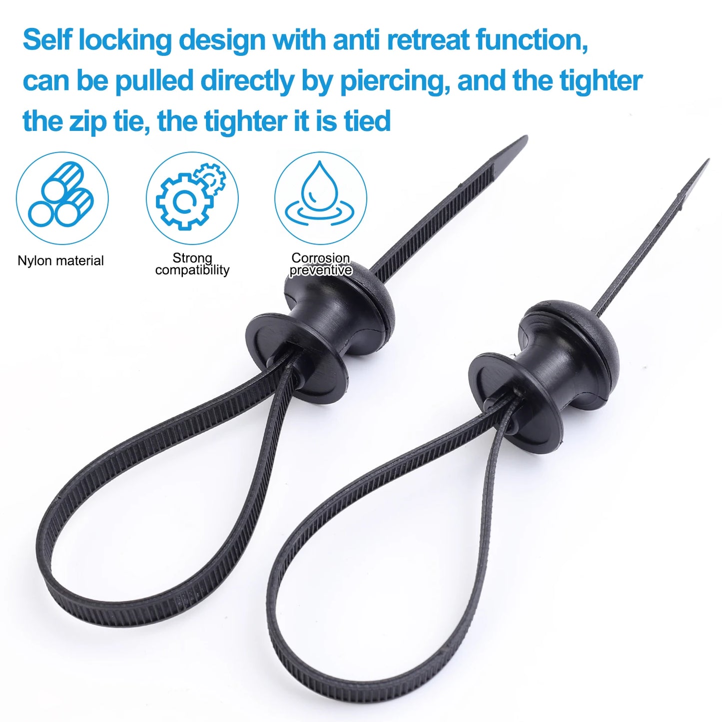 Black Nylon Zip Tie Mount Base Plate Cable Clip