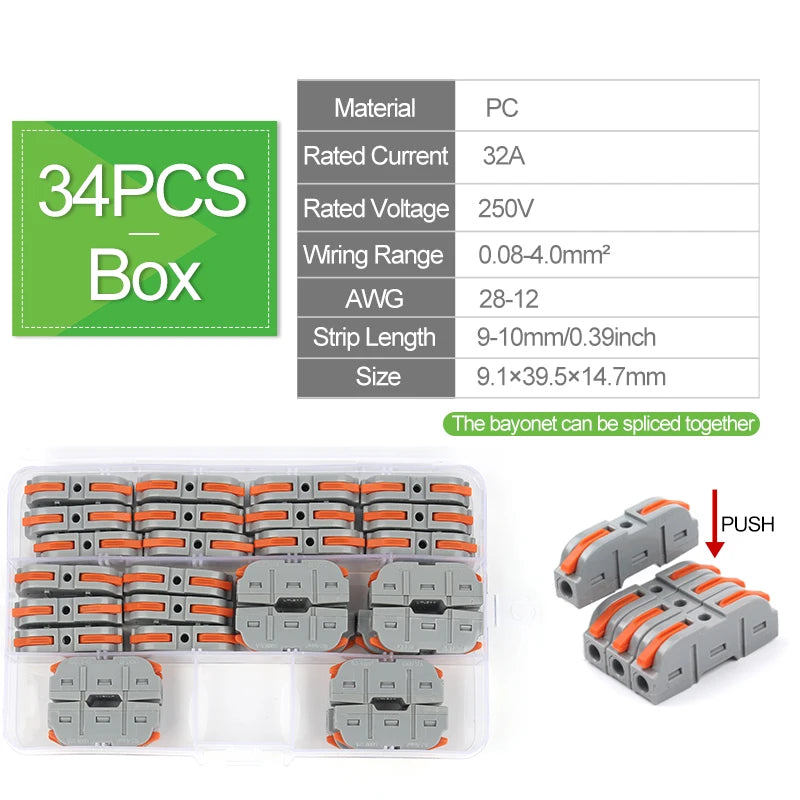 DIY GO Quick Splicing Multiplex Butt Wire Connector Compact Electrical Cable Terminal Block for Home Wiring Junction Box