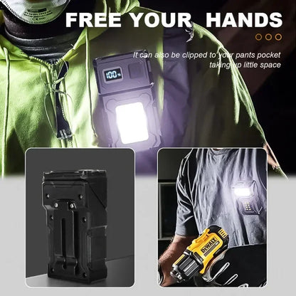 Mini COB LED Flashlight Head Rotation Magnetic Torch USB Rechargeable