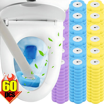 6/60PCS Disposable Toilet Brushes Heads Set Dissolving Deodorization Sponge Cleaning Pads Home Bathroom Cleaning Accessories