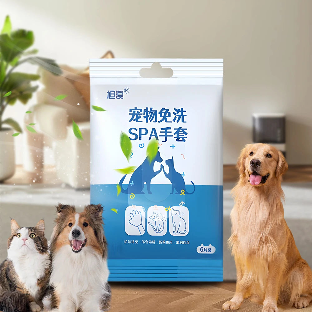 Disposable Pet Wash Gloves Towels No-Rinse Cleaning 30/6PCS