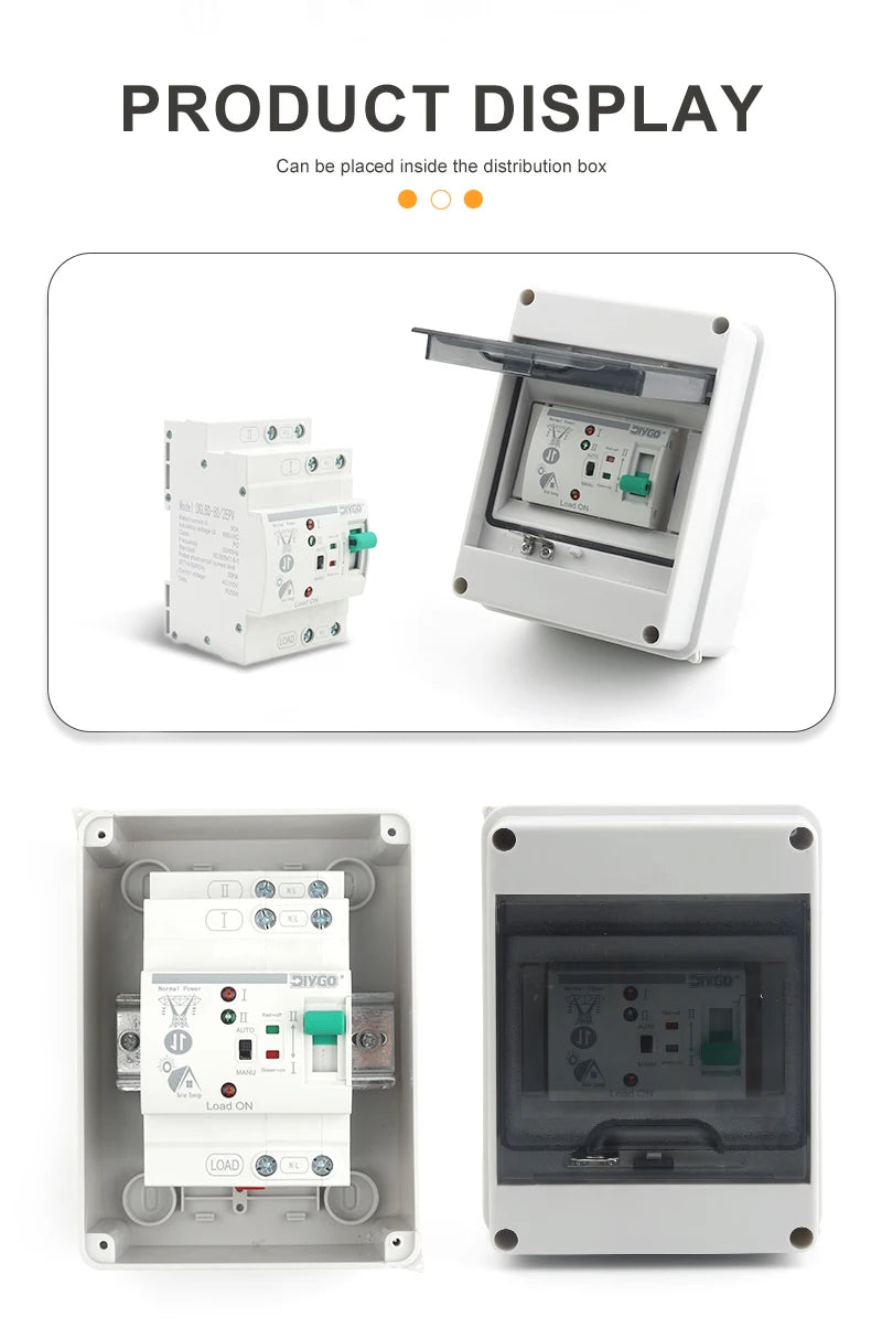 Small DIN Rail 80A 2P/4P ATS Automatic Transfer Switch, 110V/220V Dual Power PV/Solar Uninterrupted Electrical Selector Switch