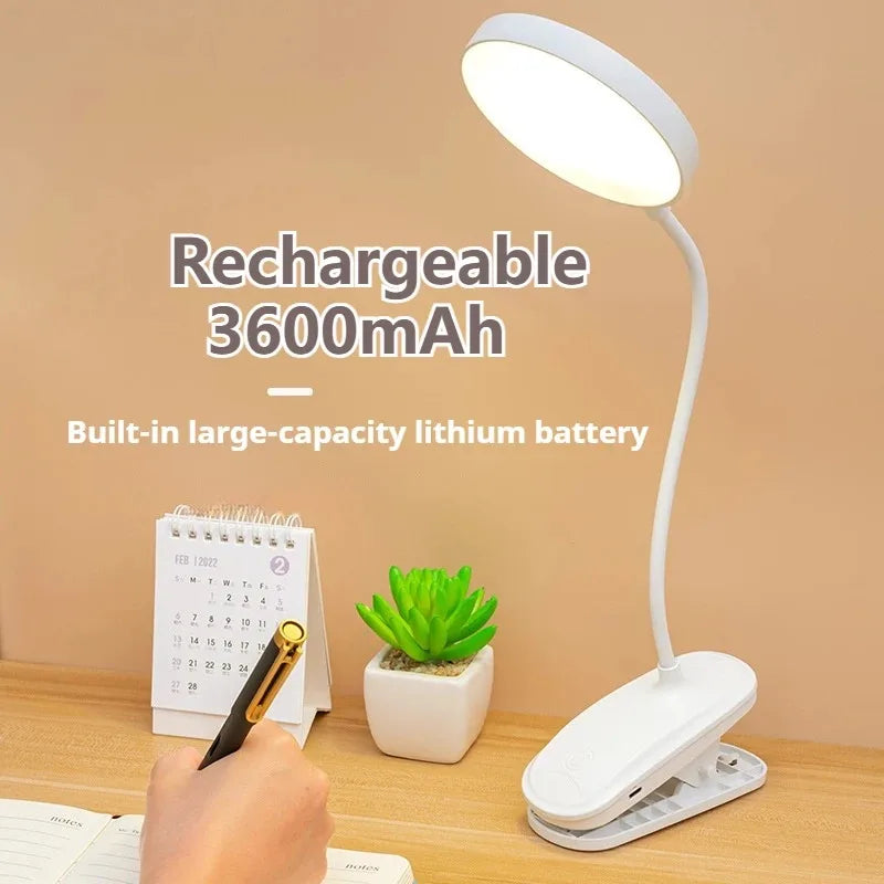 Folding Clamp Led Table Lamp Rechargeable Night Light Study Stand Read Lamp Touch 3 Modes Dimming Eye Protection Light Emergency