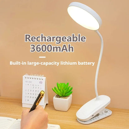 Folding Clamp Led Table Lamp Rechargeable Night Light Study Stand Read Lamp Touch 3 Modes Dimming Eye Protection Light Emergency