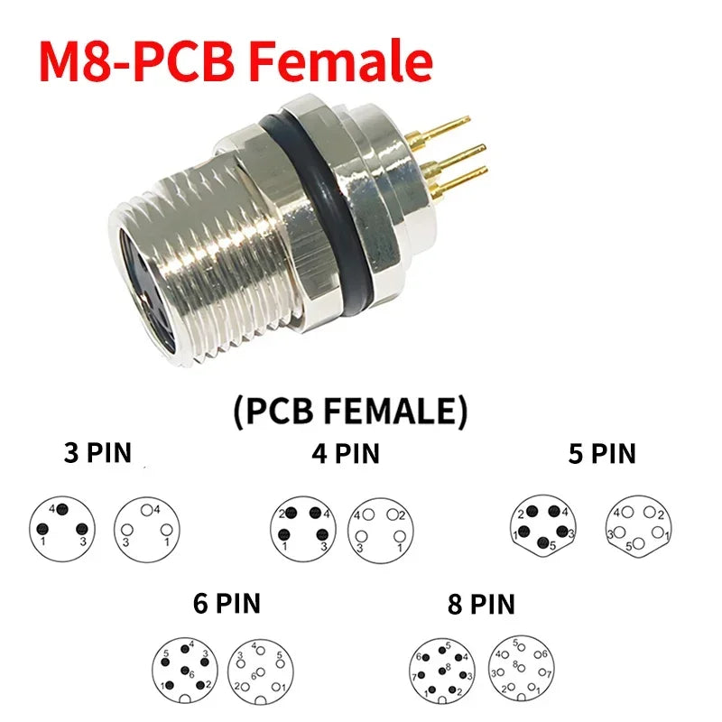M8 Waterproof Aviation Connector Set 3–8 Pin Male Female Plug Socket for Proximity Sensor Straight Right Angle Flange Mount