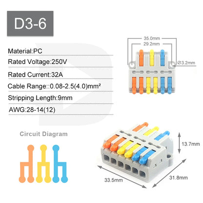 10PCS 3 In 9 Out Connector Wiring Terminal, Quick PCT Lamp Wire Connector, Parallel Wire Junction Box, One in Multiple Out Splitter