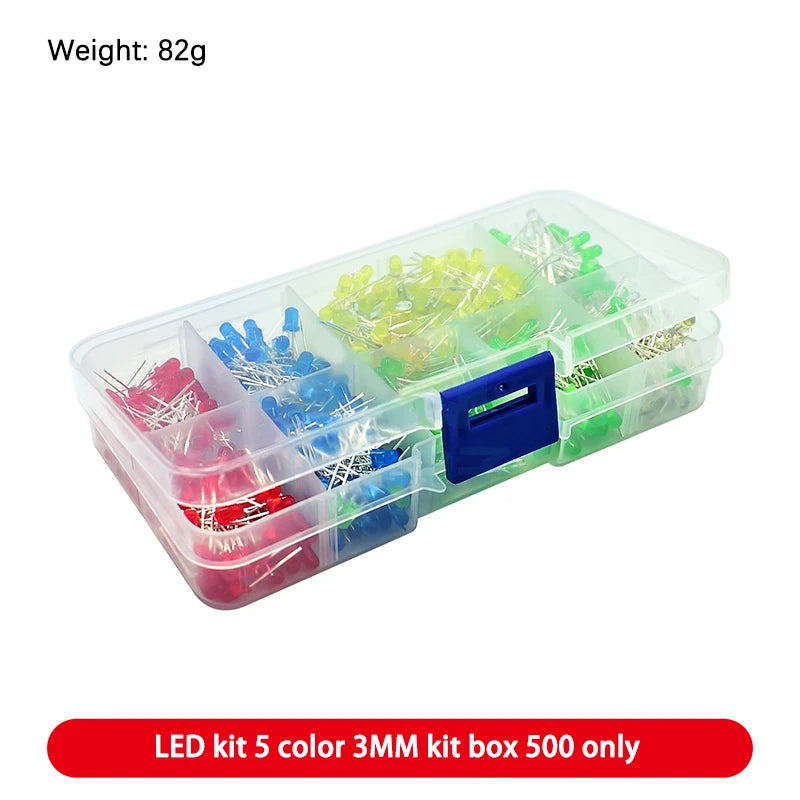 Electronic Component Kit Box with LEDs, Transistors, IC Sockets, Switches, and Jumper Wires