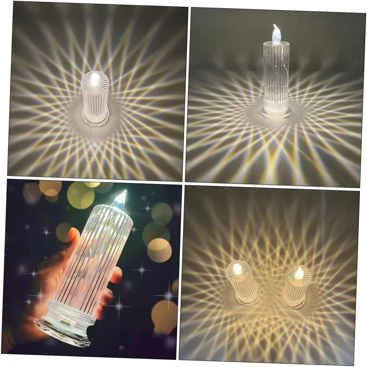 Crystal LED Flameless Candle Light Battery Night Lamp Wedding Decor