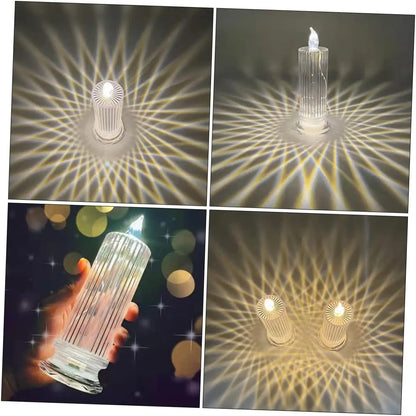 Crystal LED Flameless Candle Light Battery Night Lamp Wedding Decor