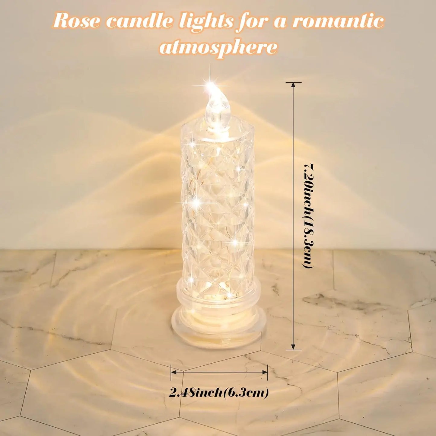 Crystal LED Flameless Candle Light Battery Night Lamp Wedding Decor