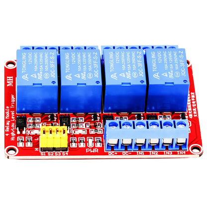 4-Channel Relay Module 5V/12V/24V with Optocoupler Isolation High/Low Level Trigger for Arduino & Raspberry Pi