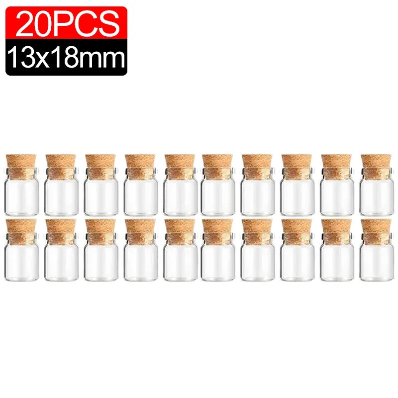 10/100Pcs Mini Clear Glass Bottles with Cork Stopper, Message Bottles for Wedding, Birthday, Party Decoration, DIY Jars, Vials, Gifts