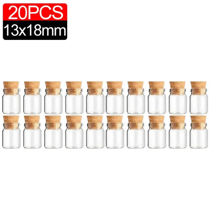 10/100Pcs Mini Clear Glass Bottles with Cork Stopper, Message Bottles for Wedding, Birthday, Party Decoration, DIY Jars, Vials, Gifts