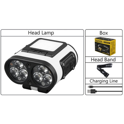 Multifunctional LED Headlamp Cap Clip USB Rechargeable Headlight