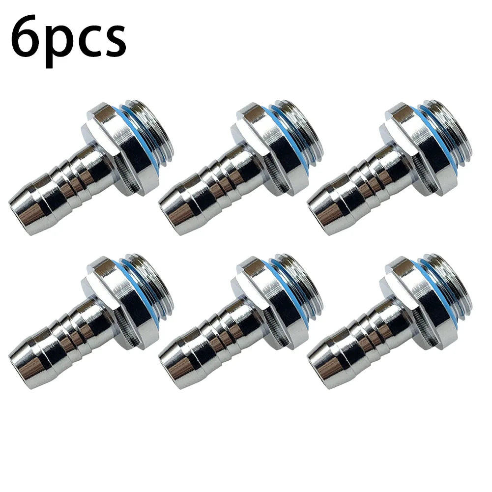Water Cooling Barb Fitting 2-Touch G1/4 Thread Hose Pagoda Connector with Waterproof Sealing Ring, 4–14mm