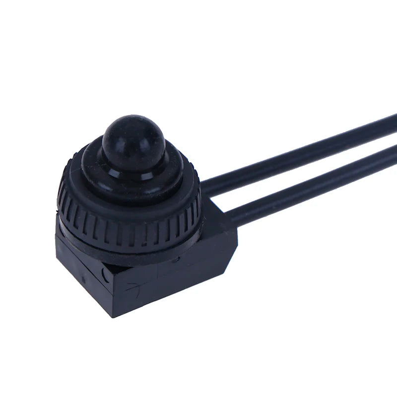 220V Waterproof Push Button On Off Switch With 4 Inch Lead Wire Black