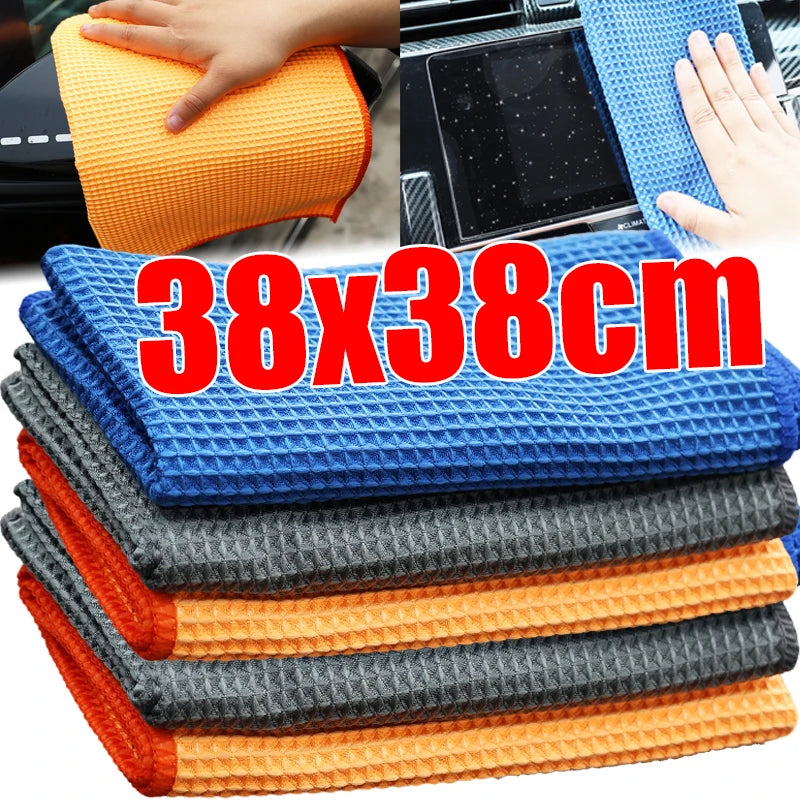 Car Wash Towel Glass Cleaning Water Drying Microfiber Window Clean Wipe Auto Detailing Waffle Weave for Kitchen Bath Home Office