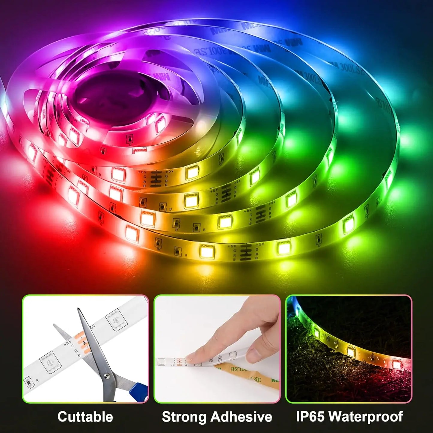 USB LED Strip Light RGB 2835 SMD Flexible Tape with Remote 1-5M Backlight