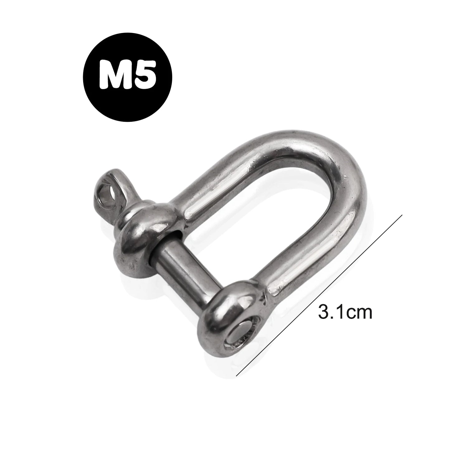 Stainless Steel D Link Shackle Ring Hooks Lifting Shackle Lock Wire Rope Clips D-Type Rigging Shackle Hooks Boat Hardware Tools