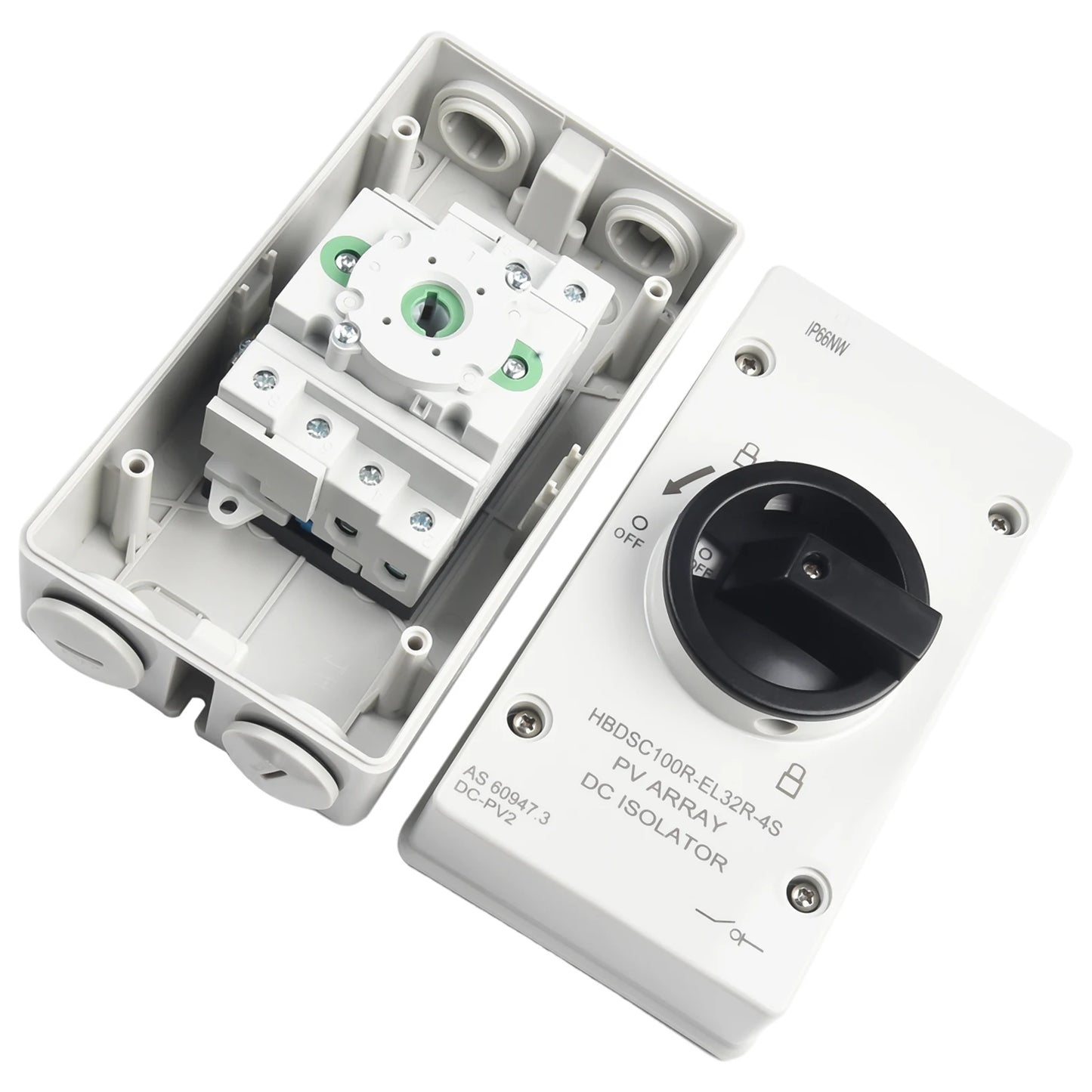 50 60HZ Isolation Switch Isolation Switch From 300V To 1000V Gray Plastic Silver Contacts 32A 1000V Above 440V