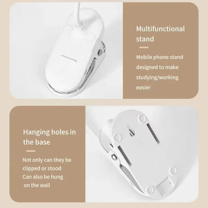 Folding Clamp Led Table Lamp Rechargeable Night Light Study Stand Read Lamp Touch 3 Modes Dimming Eye Protection Light Emergency