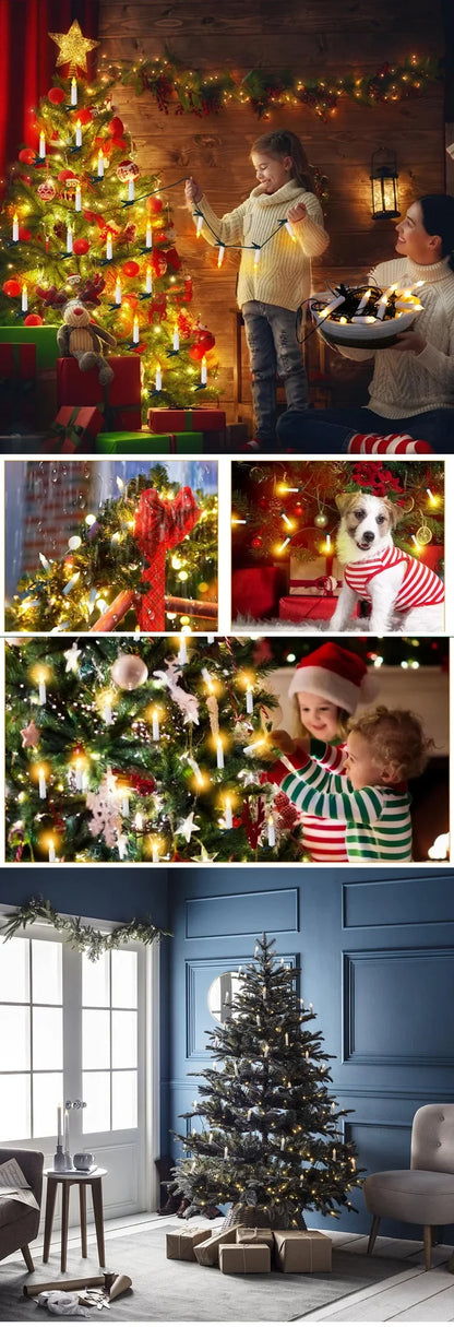 Flameless Taper Christmas Candle String Light with Clips 10/20 LED for Home Party Xmas Tree Holiday Decorations