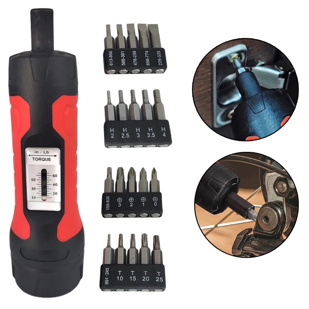 Manual Preset Torque Driver Screwdriver 1/4Inch Drive Wrench Non-Slip 10-65In.lb Non-slip Ergonomic Handle Wrench For Electrical