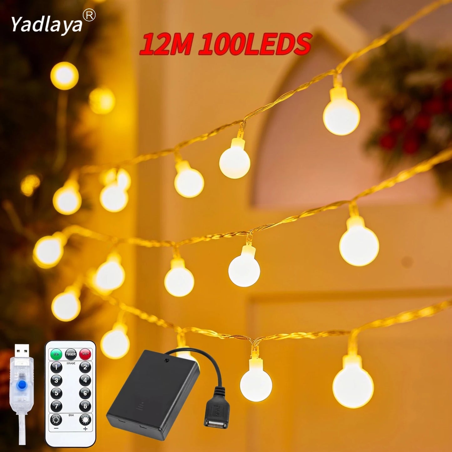 10M USB/Battery Power Ball LED String Lights Garland Lights Outdoor Lamp Wedding Garden Fairy Lights Christmas Decoration